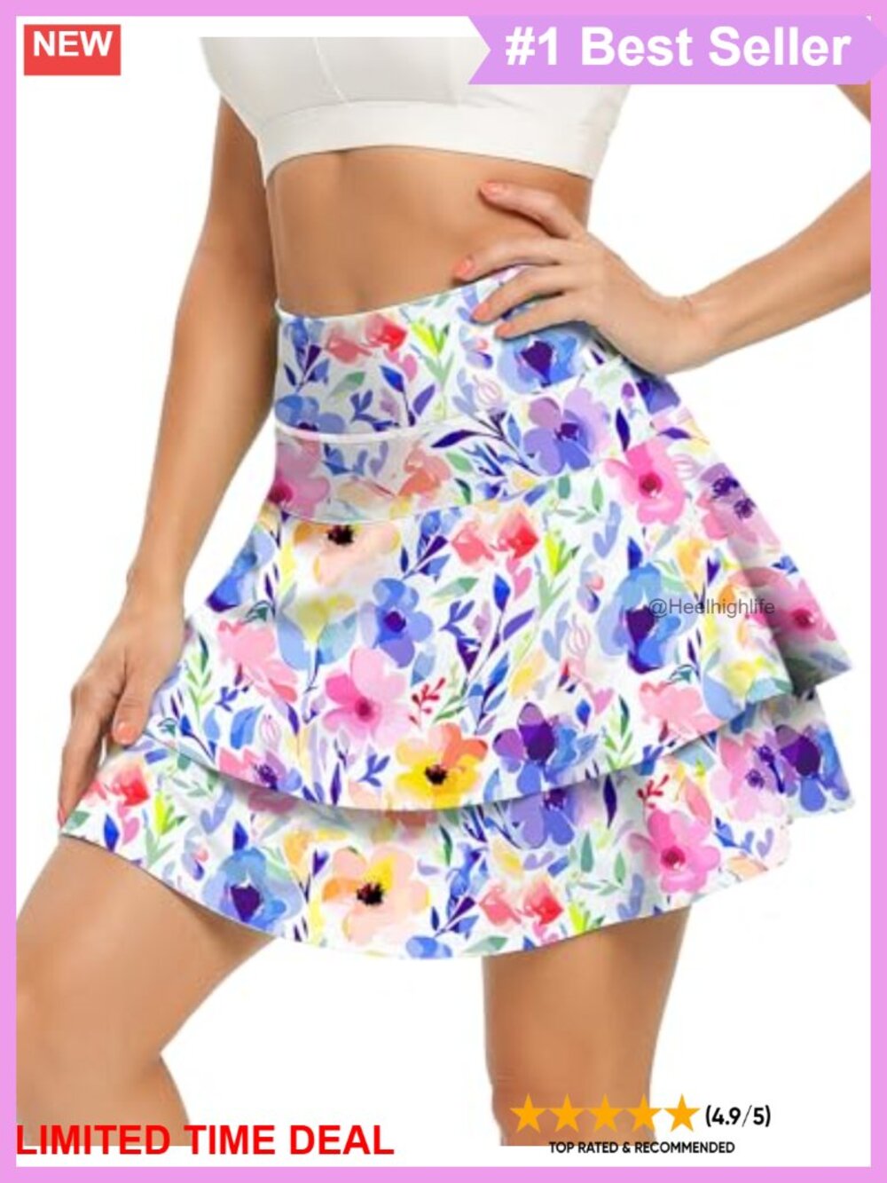 Pleated Athletic Tennis Skort with Pockets High Waisted Golf Skirt